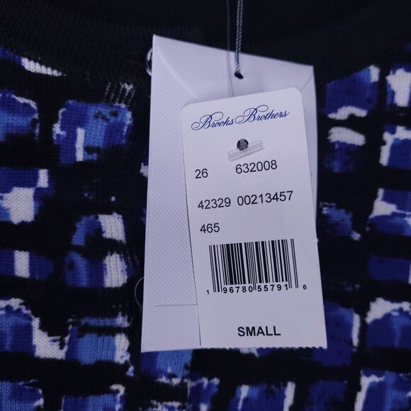 Brooks Brothers Cardigan Womens Small Blue Twinset Abstract Cotton Jersey NWT - Picture 10 of 12